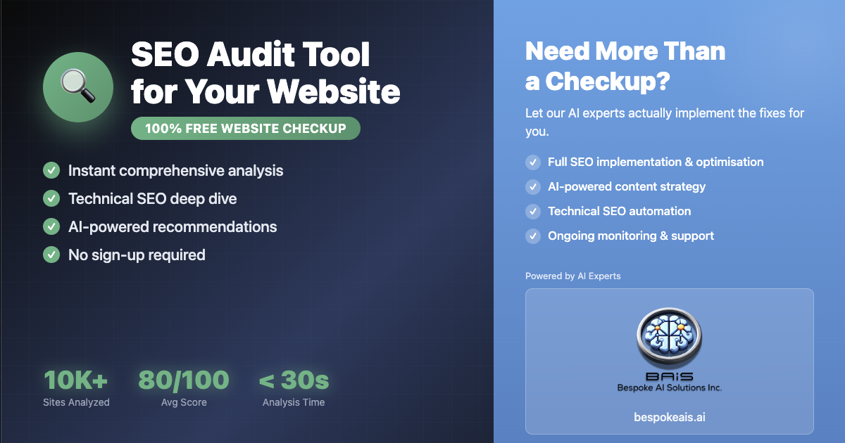 Instant Seo Free AI SEO Audit Tool | SEO My Site Instantly with AI | Bespoke AI ...